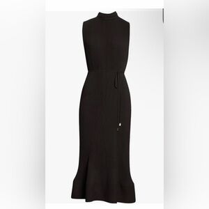 Milly Melina Black Sleeveless Midi Dress with Tie Waist 12